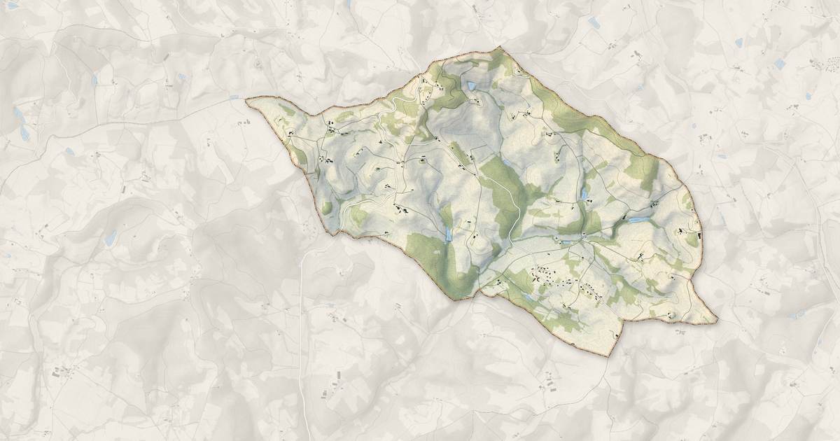 Portrait cartographique de Moulayrès : relief, eau, forêts, bâti et voies, calculés à partir des données de l'IGN