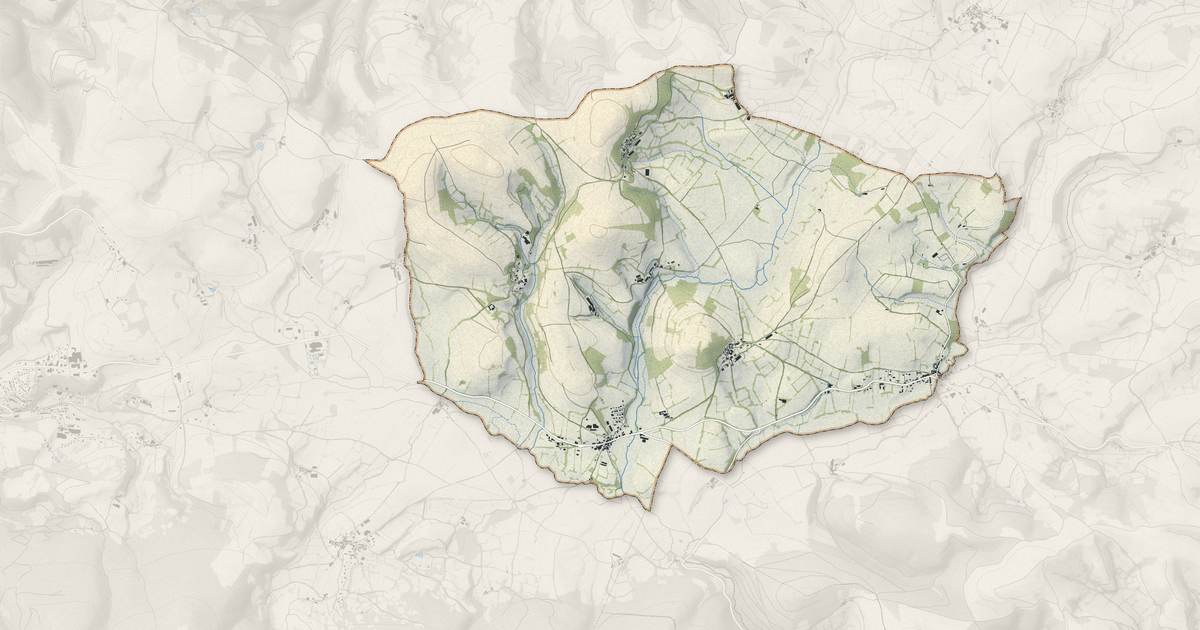 Portrait cartographique de Moulin-Mage : relief, eau, forêts, bâti et voies, calculés à partir des données de l'IGN