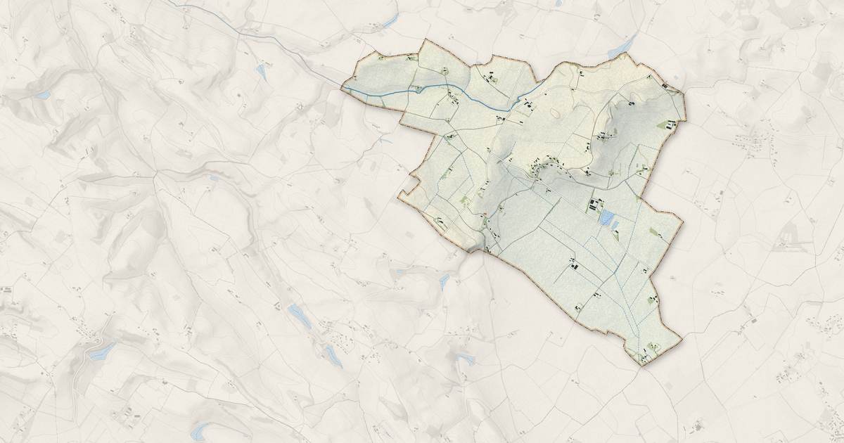 Portrait cartographique de Péchaudier : relief, eau, forêts, bâti et voies, calculés à partir des données de l'IGN