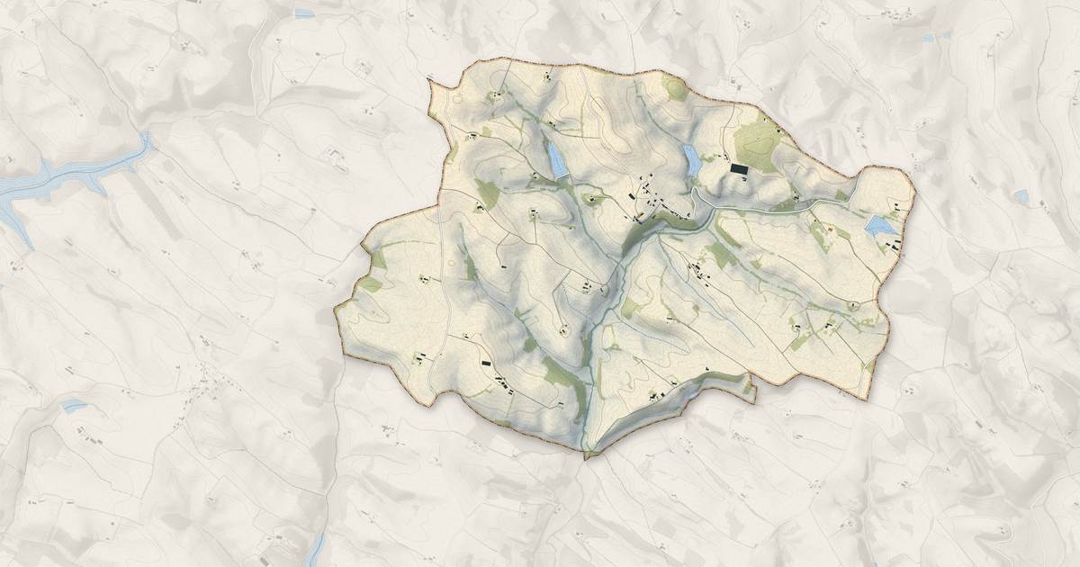 Portrait cartographique de Roquevidal : relief, eau, forêts, bâti et voies, calculés à partir des données de l'IGN