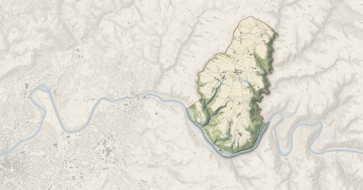 Portrait cartographique de Saint-Grégoire : relief, eau, forêts, bâti et voies, calculés à partir des données de l'IGN