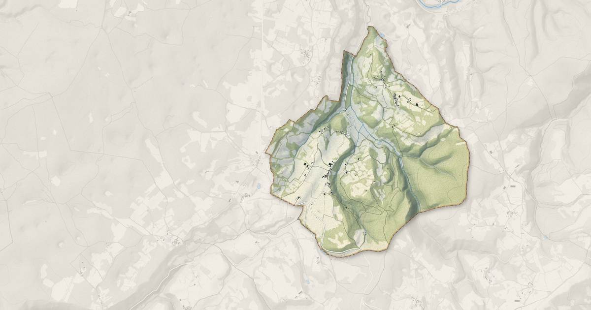 Portrait cartographique de Saint-Michel-de-Vax : relief, eau, forêts, bâti et voies, calculés à partir des données de l'IGN