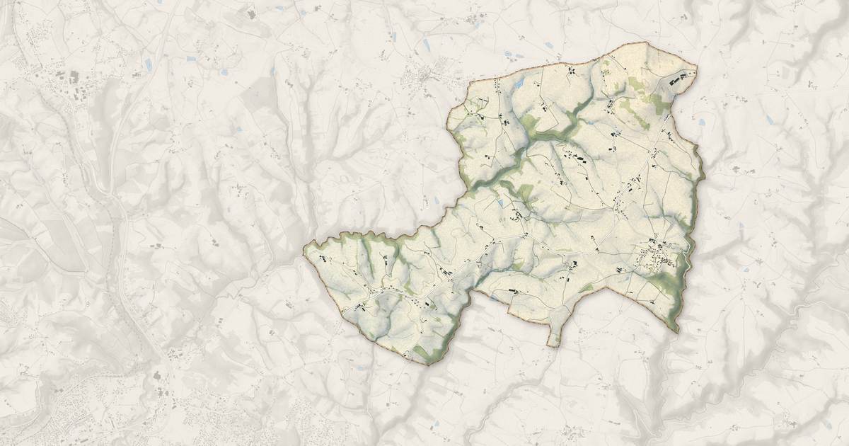 Portrait cartographique de Saussenac : relief, eau, forêts, bâti et voies, calculés à partir des données de l'IGN