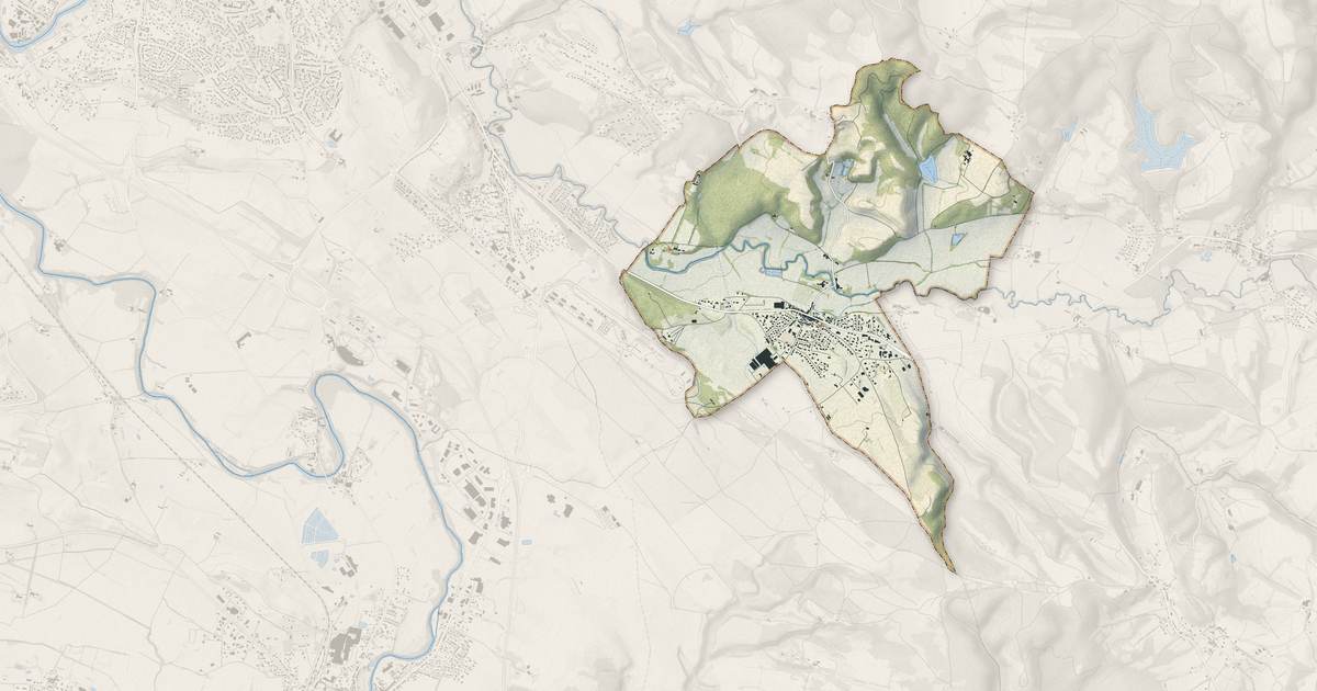 Portrait cartographique de Valdurenque : relief, eau, forêts, bâti et voies, calculés à partir des données de l'IGN