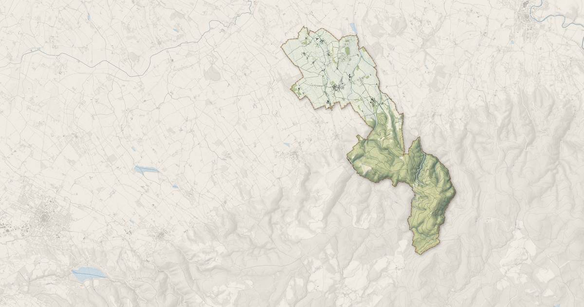 Portrait cartographique de Verdalle : relief, eau, forêts, bâti et voies, calculés à partir des données de l'IGN