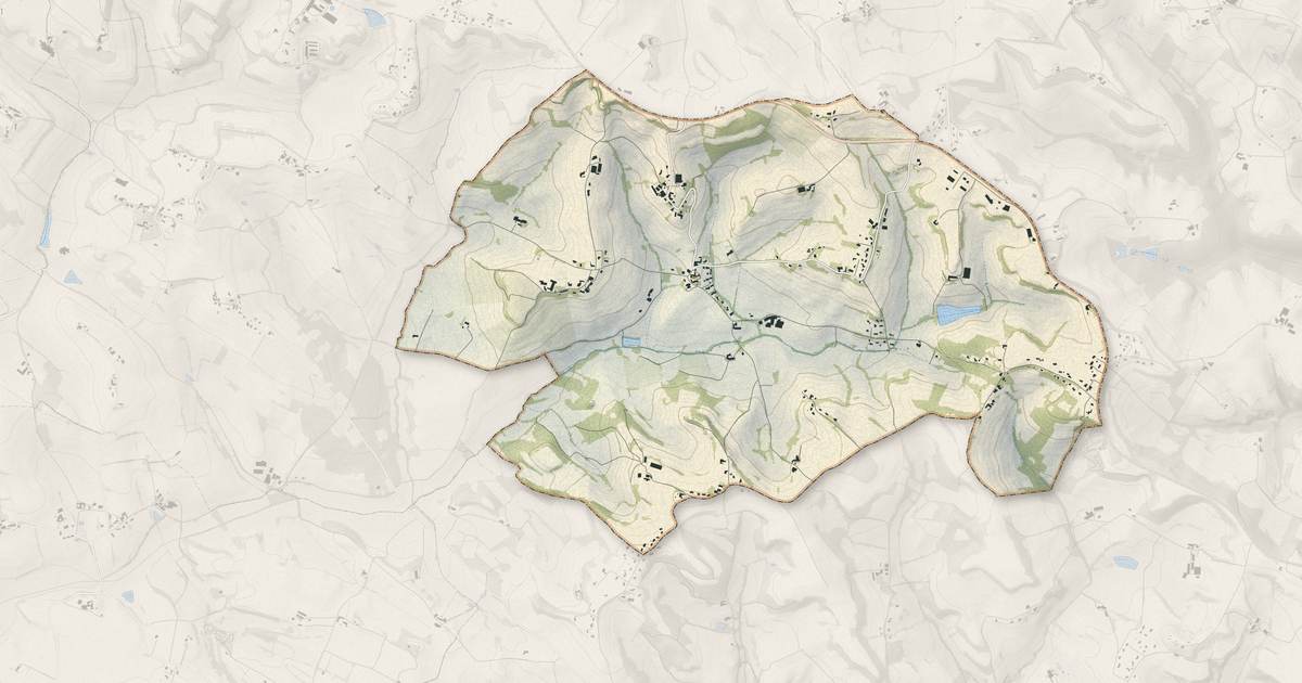Portrait cartographique de Sainte-Croix : relief, eau, forêts, bâti et voies, calculés à partir des données de l'IGN