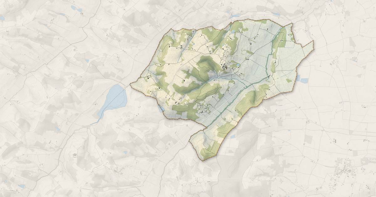 Portrait cartographique de Beaupuy : relief, eau, forêts, bâti et voies, calculés à partir des données de l'IGN