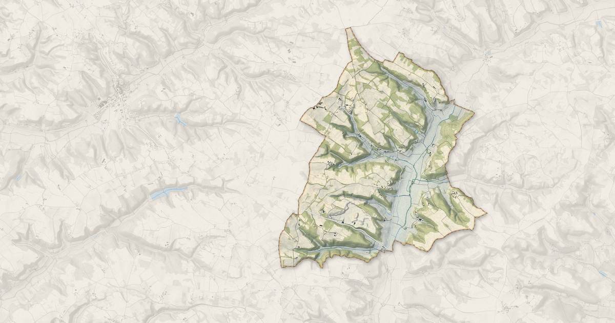 Portrait cartographique de Belvèze : relief, eau, forêts, bâti et voies, calculés à partir des données de l'IGN