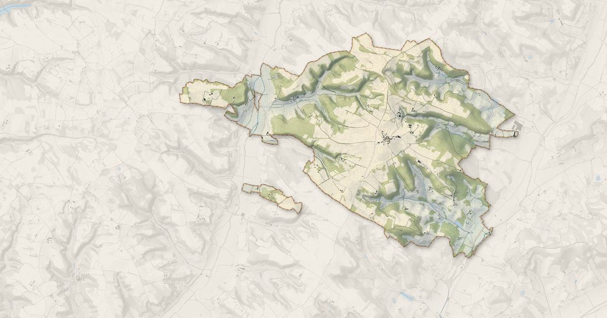 Portrait cartographique de Bouloc-en-Quercy : relief, eau, forêts, bâti et voies, calculés à partir des données de l'IGN