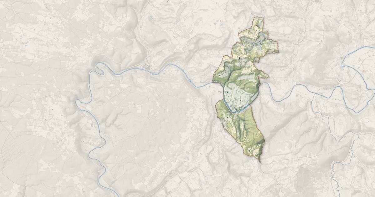 Portrait cartographique de Féneyrols : relief, eau, forêts, bâti et voies, calculés à partir des données de l'IGN