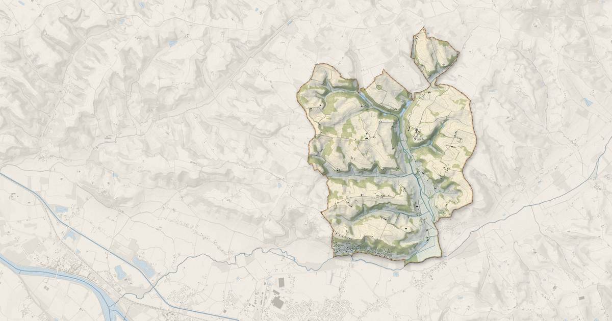 Portrait cartographique de Gasques : relief, eau, forêts, bâti et voies, calculés à partir des données de l'IGN
