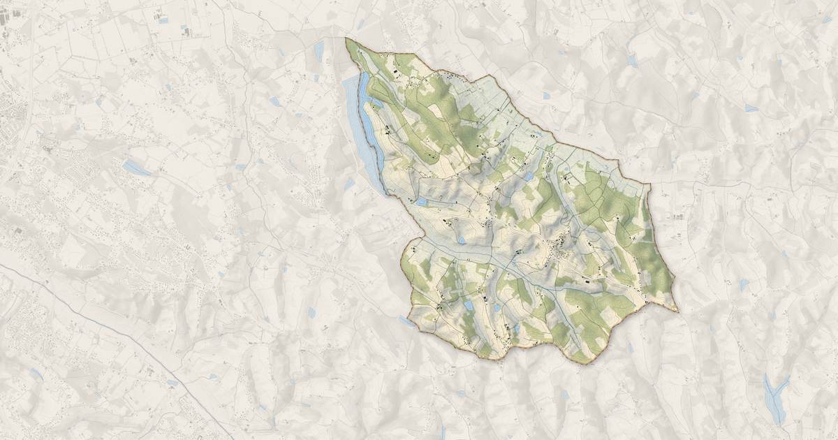 Portrait cartographique de Génébrières : relief, eau, forêts, bâti et voies, calculés à partir des données de l'IGN