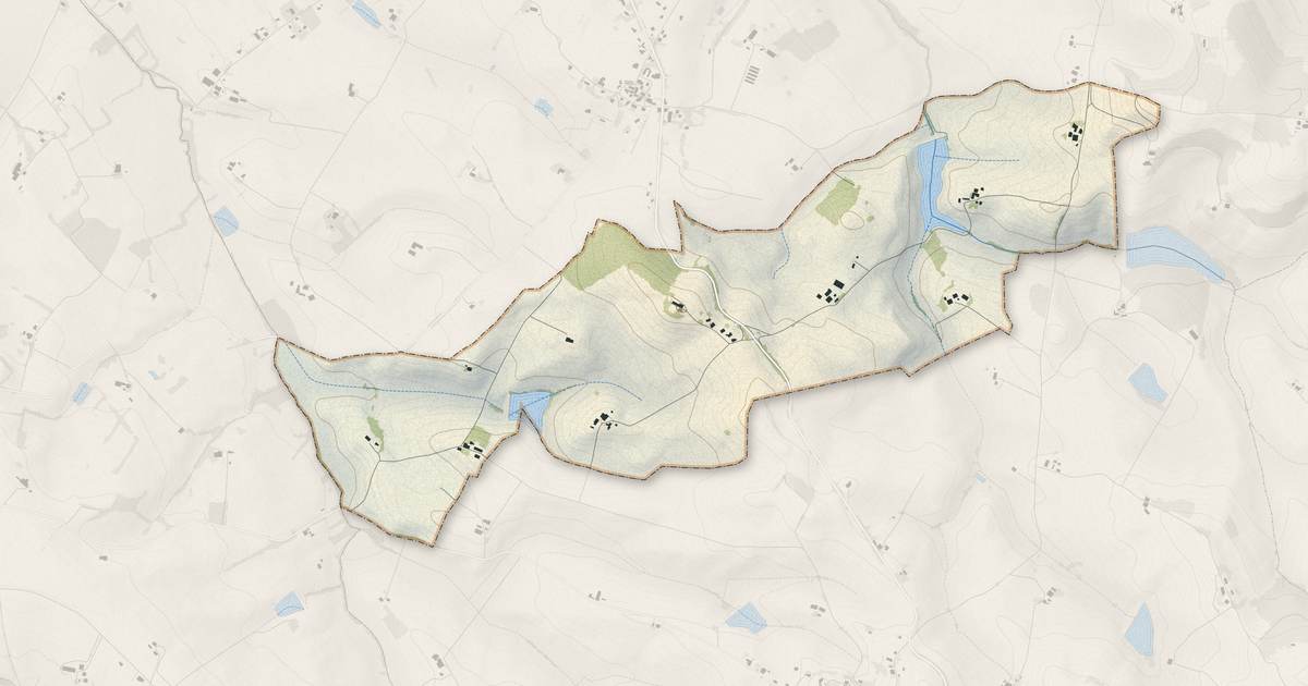 Portrait cartographique de Goas : relief, eau, forêts, bâti et voies, calculés à partir des données de l'IGN