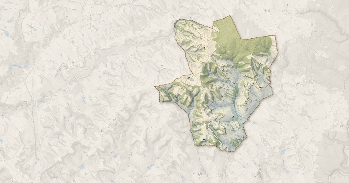 Portrait cartographique de Labastide-de-Penne : relief, eau, forêts, bâti et voies, calculés à partir des données de l'IGN