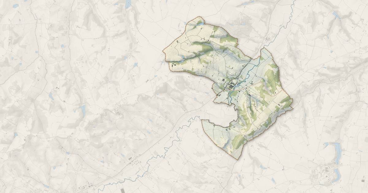 Portrait cartographique de Larrazet : relief, eau, forêts, bâti et voies, calculés à partir des données de l'IGN