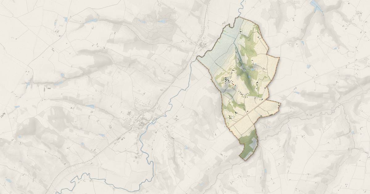 Portrait cartographique de Montaïn : relief, eau, forêts, bâti et voies, calculés à partir des données de l'IGN