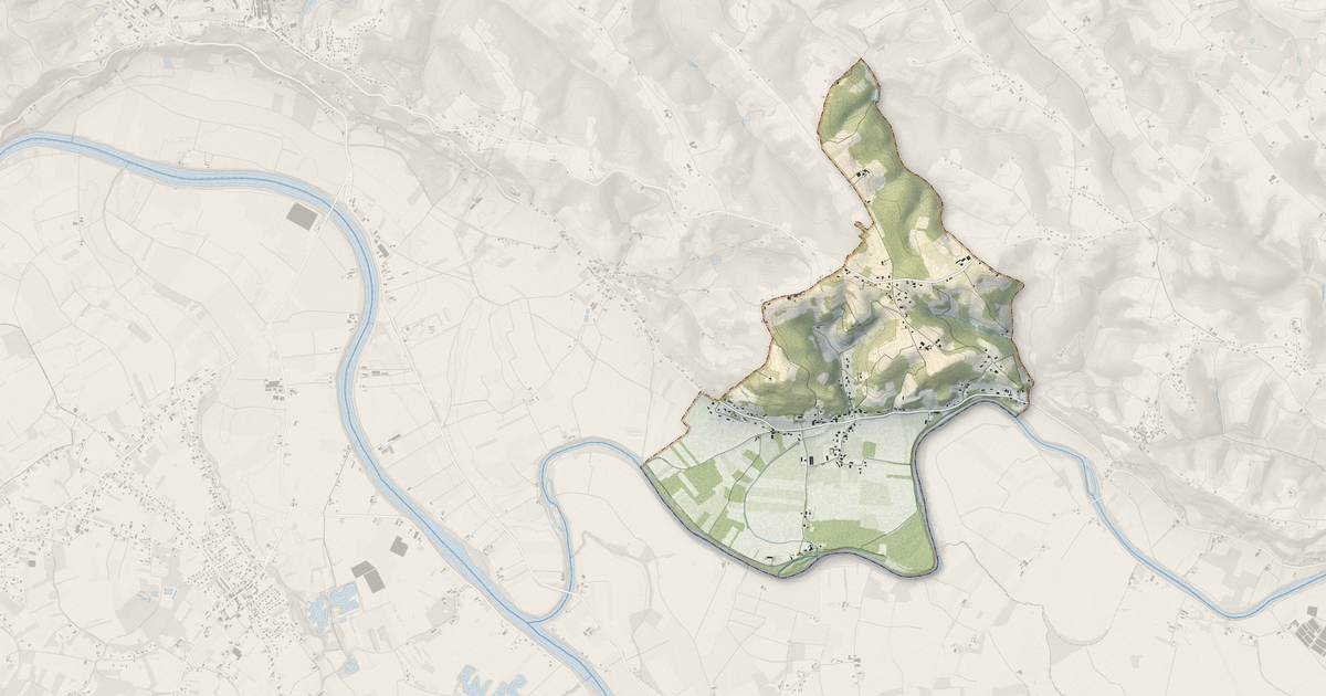 Portrait cartographique de Montastruc : relief, eau, forêts, bâti et voies, calculés à partir des données de l'IGN