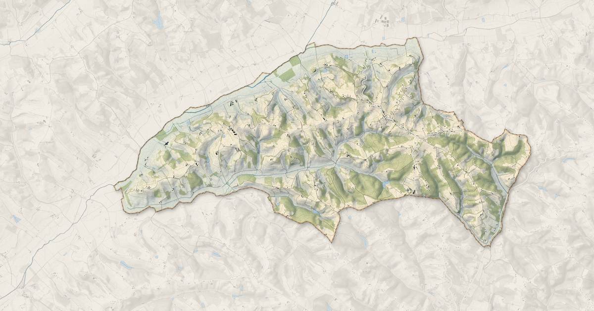 Portrait cartographique de Montesquieu : relief, eau, forêts, bâti et voies, calculés à partir des données de l'IGN
