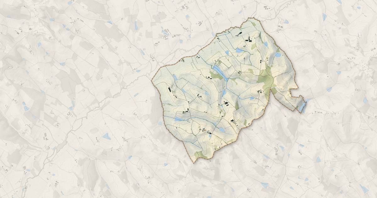 Portrait cartographique de Montfermier : relief, eau, forêts, bâti et voies, calculés à partir des données de l'IGN