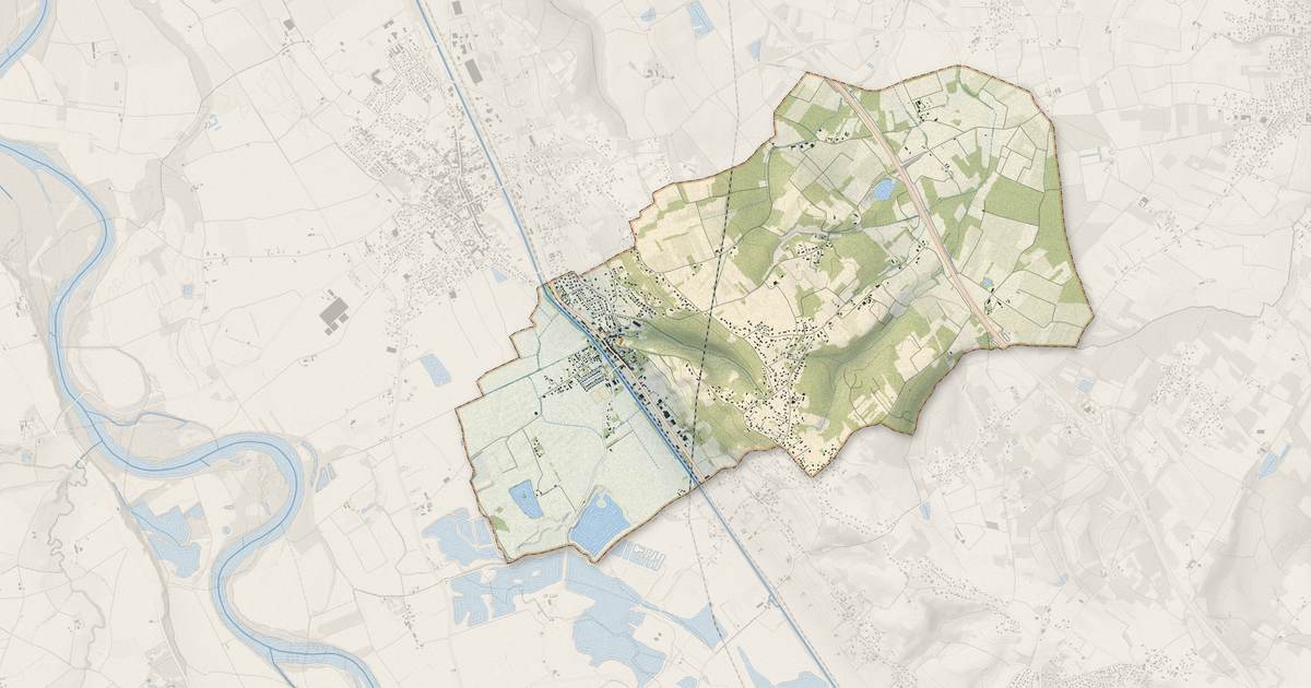 Portrait cartographique de Pompignan : relief, eau, forêts, bâti et voies, calculés à partir des données de l'IGN