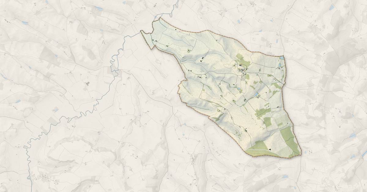 Portrait cartographique de Poupas : relief, eau, forêts, bâti et voies, calculés à partir des données de l'IGN
