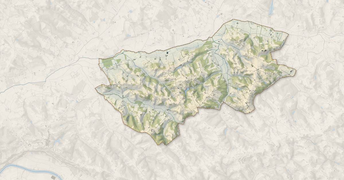 Portrait cartographique de Puycornet : relief, eau, forêts, bâti et voies, calculés à partir des données de l'IGN