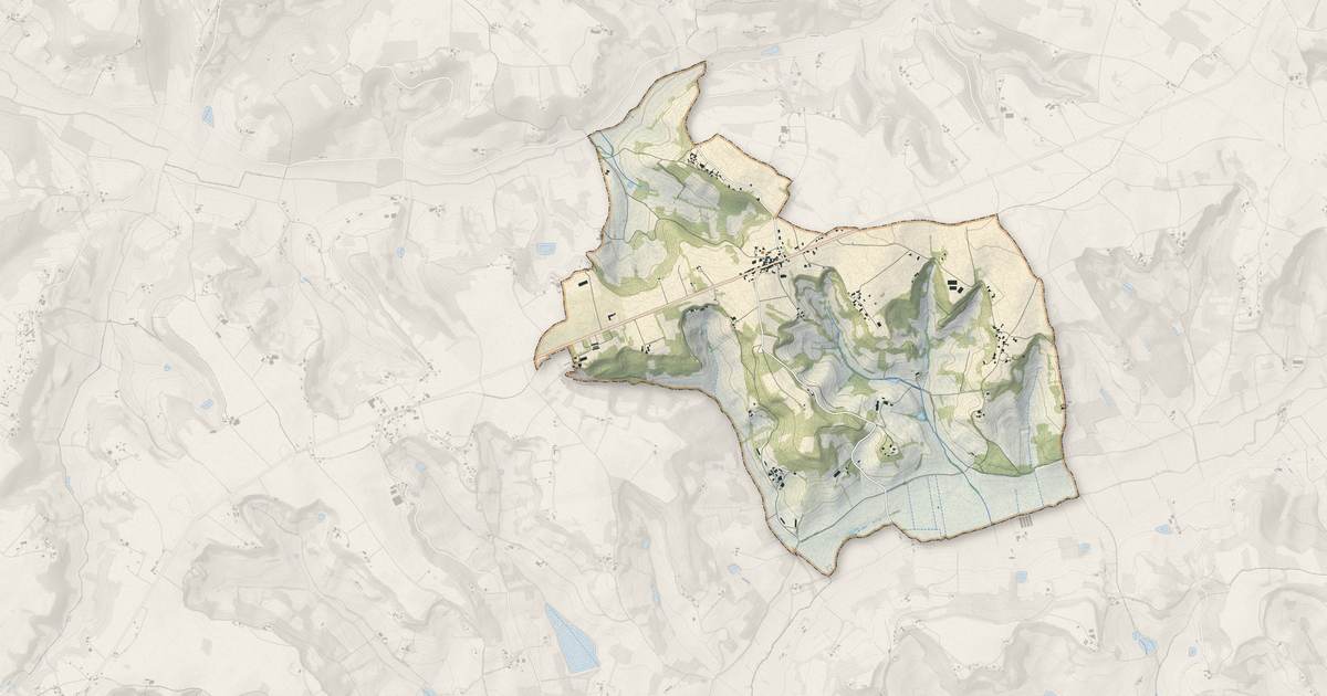 Portrait cartographique de Saint-Amans-du-Pech : relief, eau, forêts, bâti et voies, calculés à partir des données de l'IGN