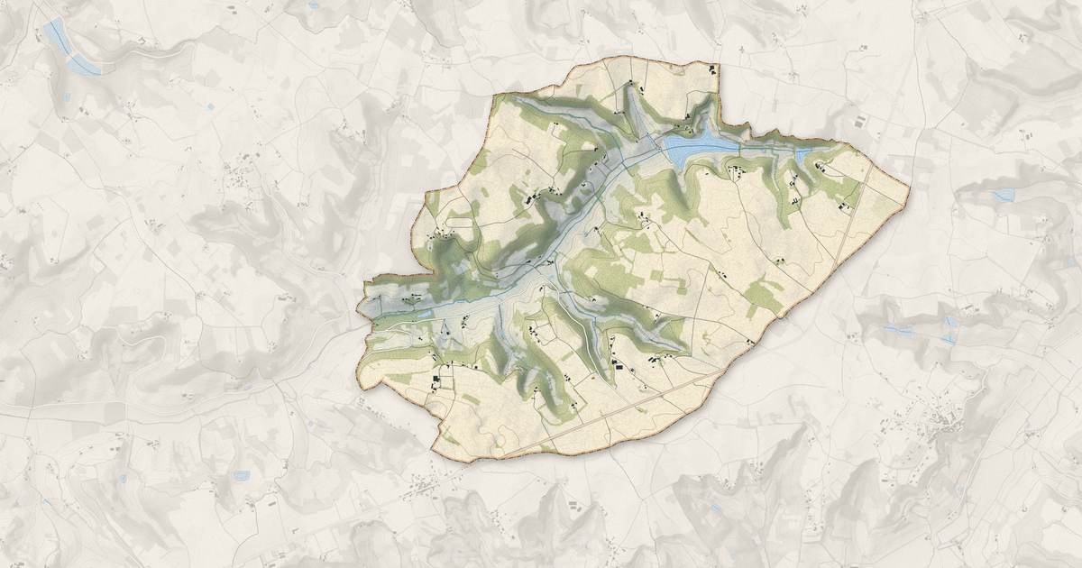 Portrait cartographique de Saint-Beauzeil : relief, eau, forêts, bâti et voies, calculés à partir des données de l'IGN