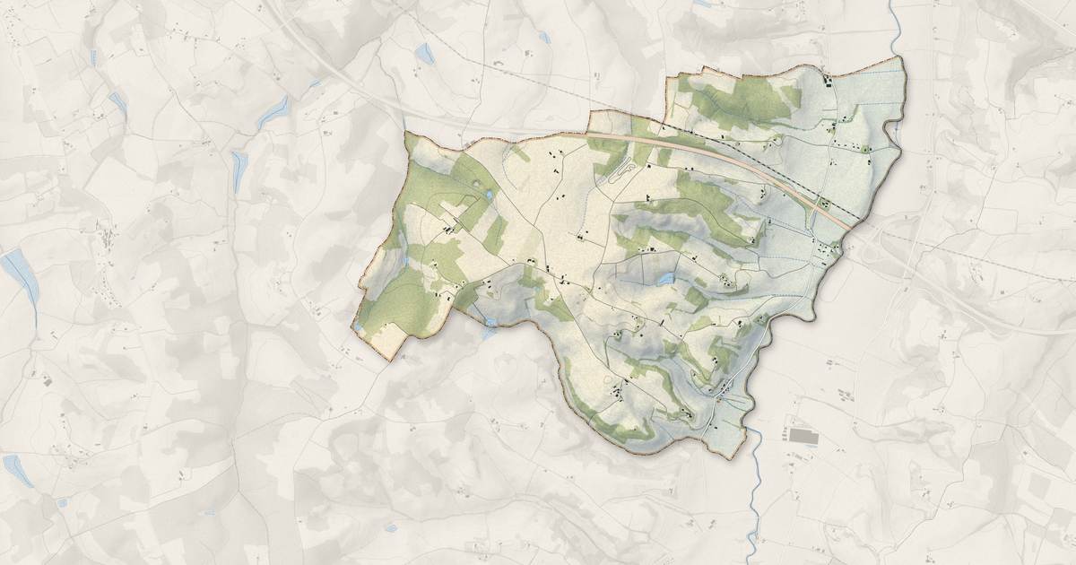 Portrait cartographique de Saint-Cirice : relief, eau, forêts, bâti et voies, calculés à partir des données de l'IGN