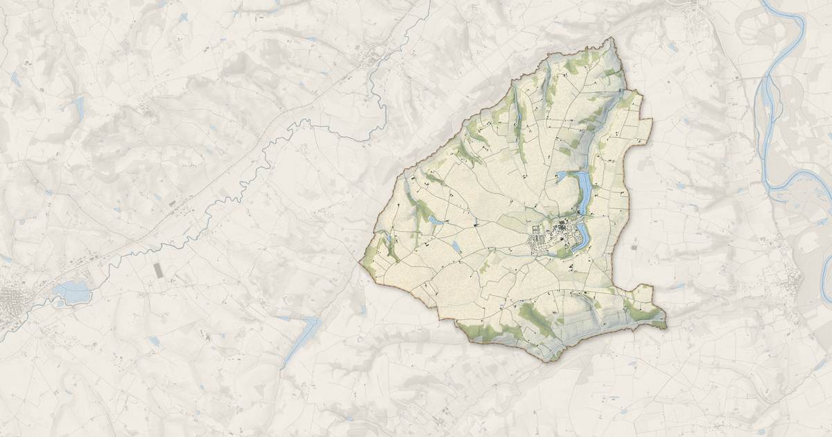 Portrait cartographique de Saint-Sardos : relief, eau, forêts, bâti et voies, calculés à partir des données de l'IGN