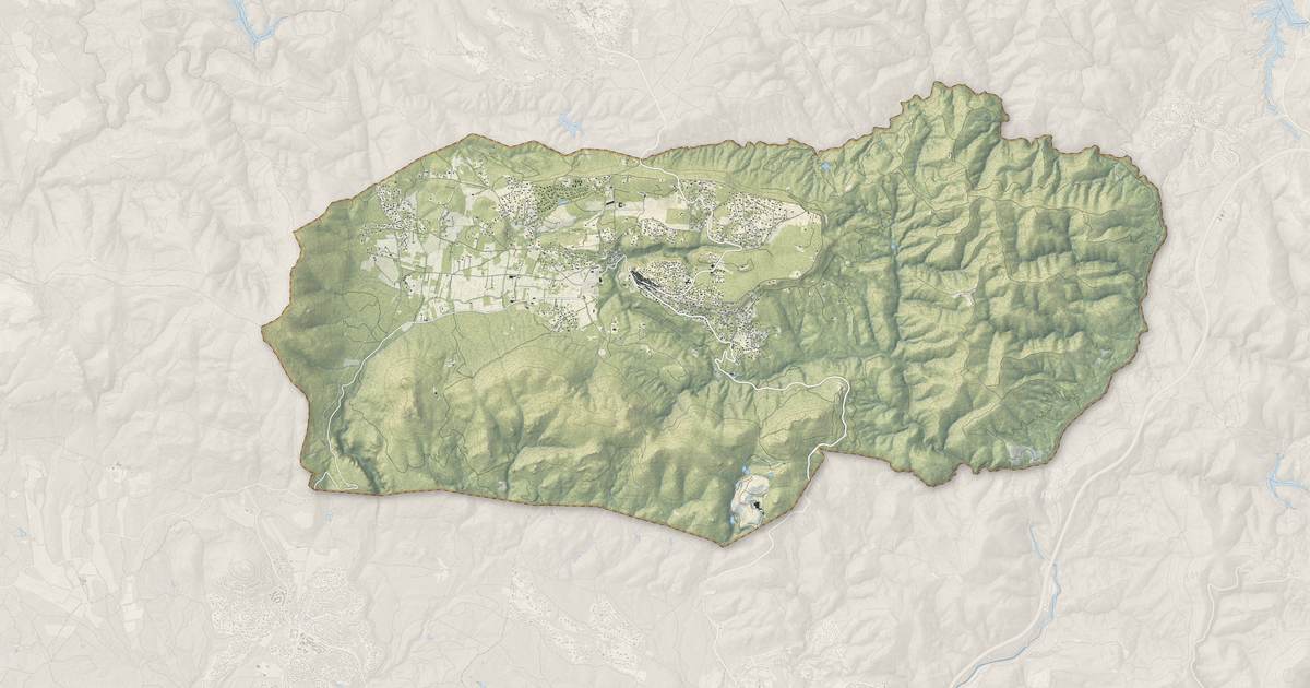Portrait cartographique de Bagnols-en-Forêt : relief, eau, forêts, bâti et voies, calculés à partir des données de l'IGN