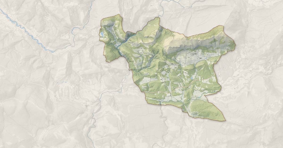 Portrait cartographique de Bargème : relief, eau, forêts, bâti et voies, calculés à partir des données de l'IGN