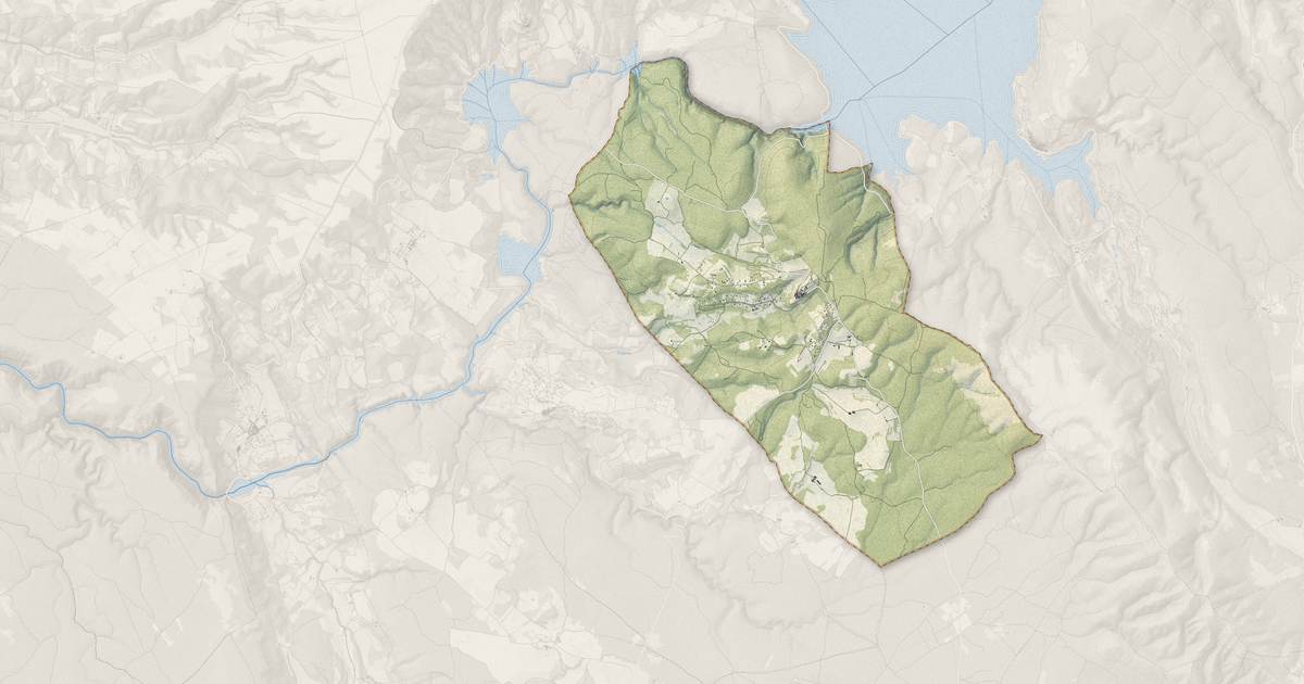 Portrait cartographique de Baudinard-sur-Verdon : relief, eau, forêts, bâti et voies, calculés à partir des données de l'IGN