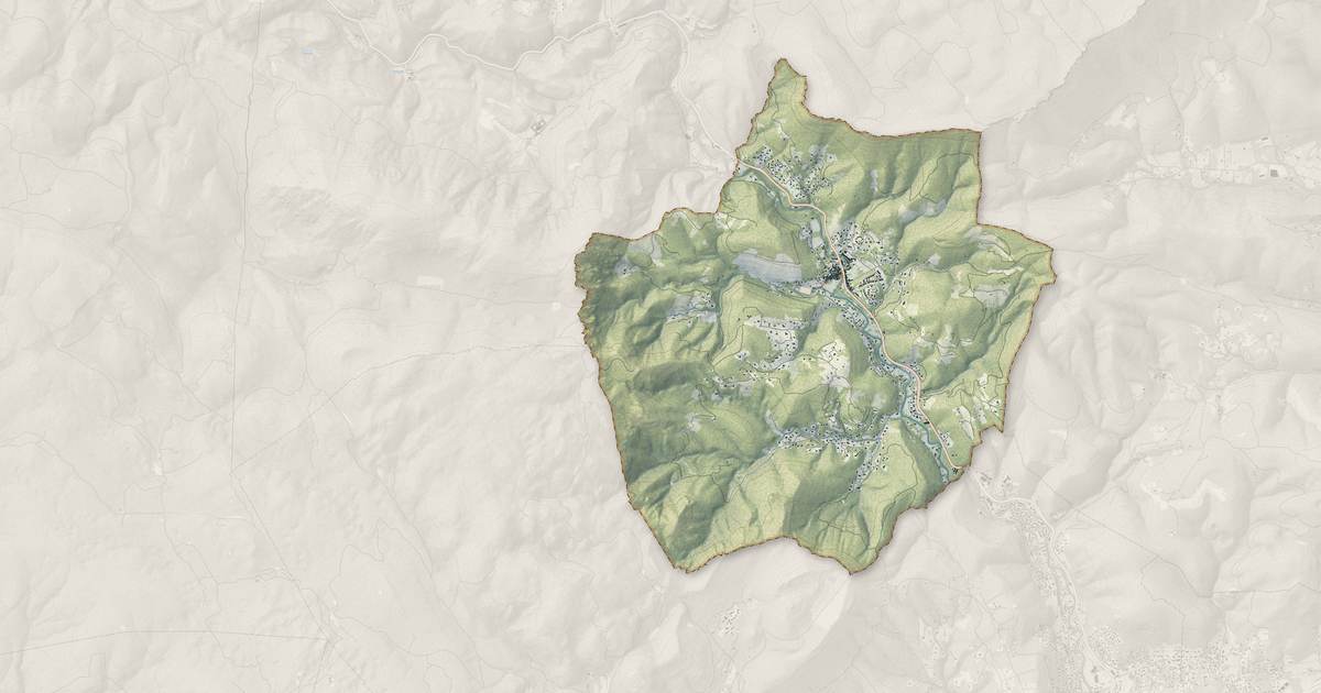 Portrait cartographique de Belgentier : relief, eau, forêts, bâti et voies, calculés à partir des données de l'IGN