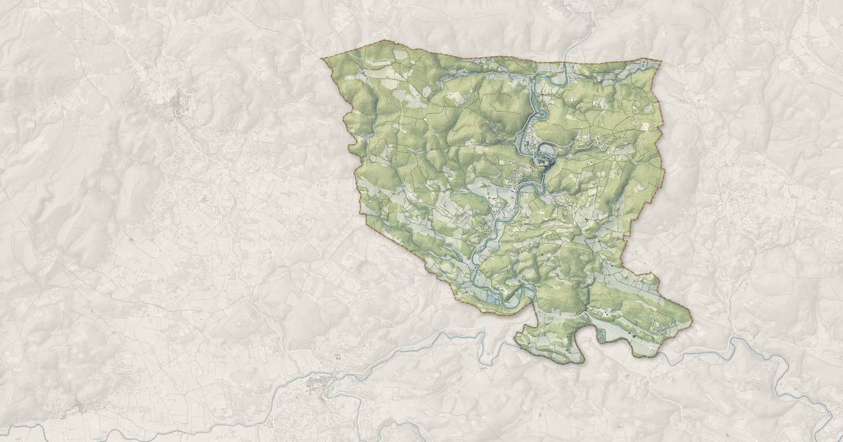 Portrait cartographique de Entrecasteaux : relief, eau, forêts, bâti et voies, calculés à partir des données de l'IGN
