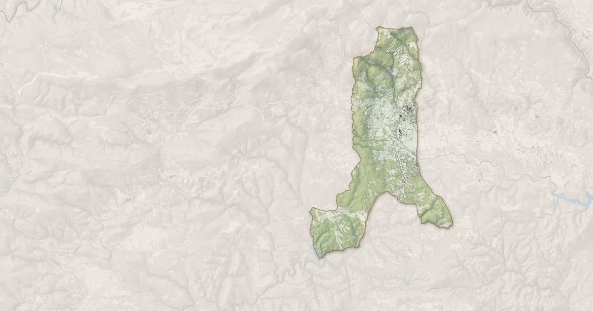 Portrait cartographique de Fayence : relief, eau, forêts, bâti et voies, calculés à partir des données de l'IGN