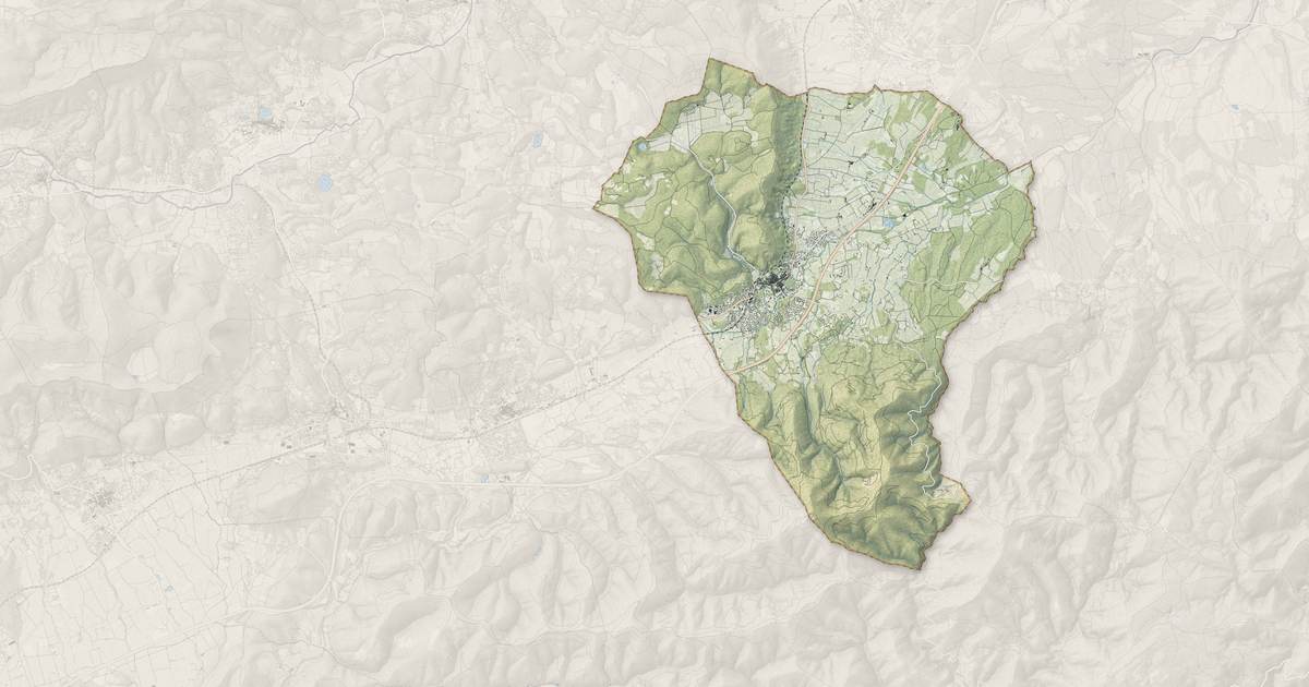 Portrait cartographique de Gonfaron : relief, eau, forêts, bâti et voies, calculés à partir des données de l'IGN