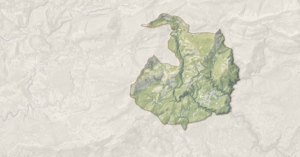 Portrait cartographique de Mons : relief, eau, forêts, bâti et voies, calculés à partir des données de l'IGN