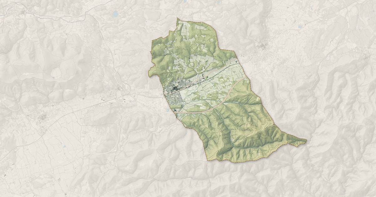 Portrait cartographique de Pignans : relief, eau, forêts, bâti et voies, calculés à partir des données de l'IGN