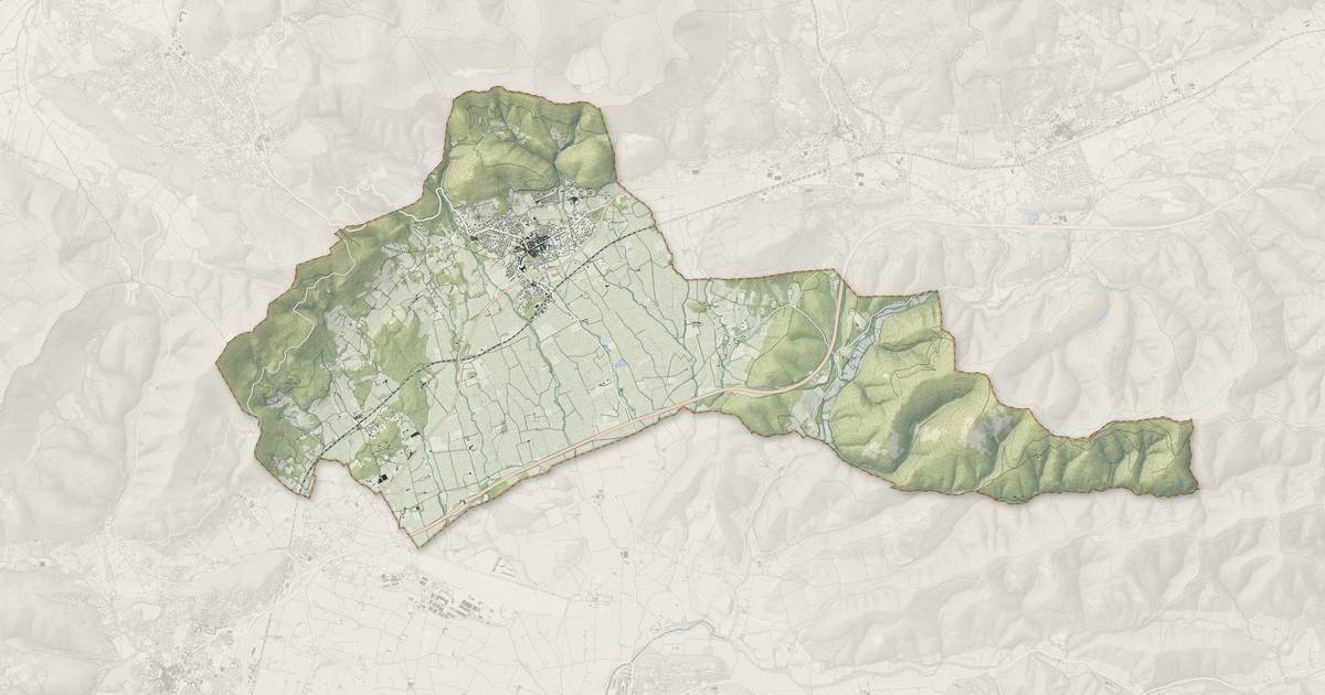 Portrait cartographique de Puget-Ville : relief, eau, forêts, bâti et voies, calculés à partir des données de l'IGN