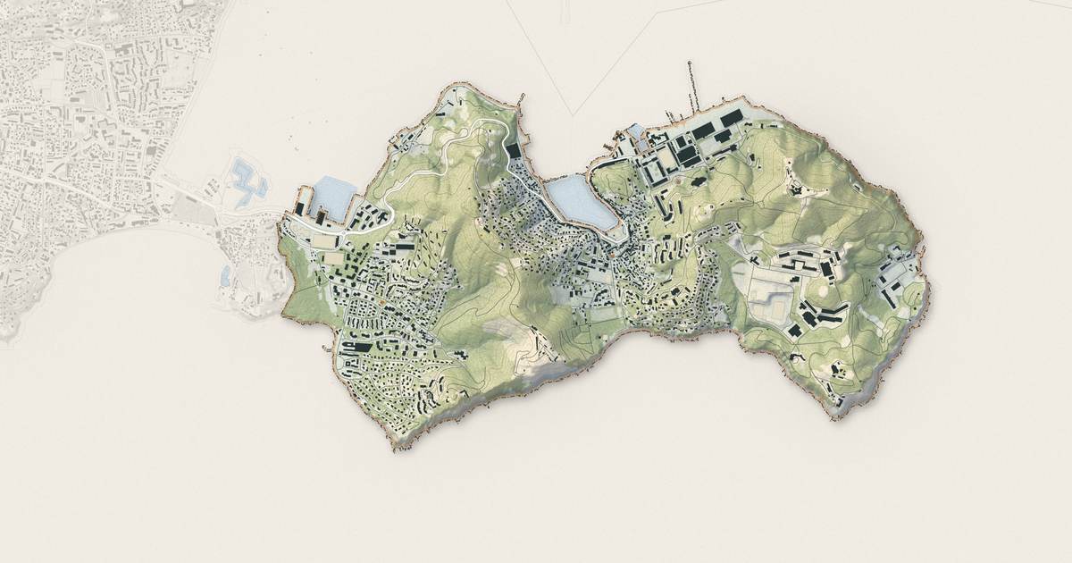 Portrait cartographique de Saint-Mandrier-sur-Mer : relief, eau, forêts, bâti et voies, calculés à partir des données de l'IGN