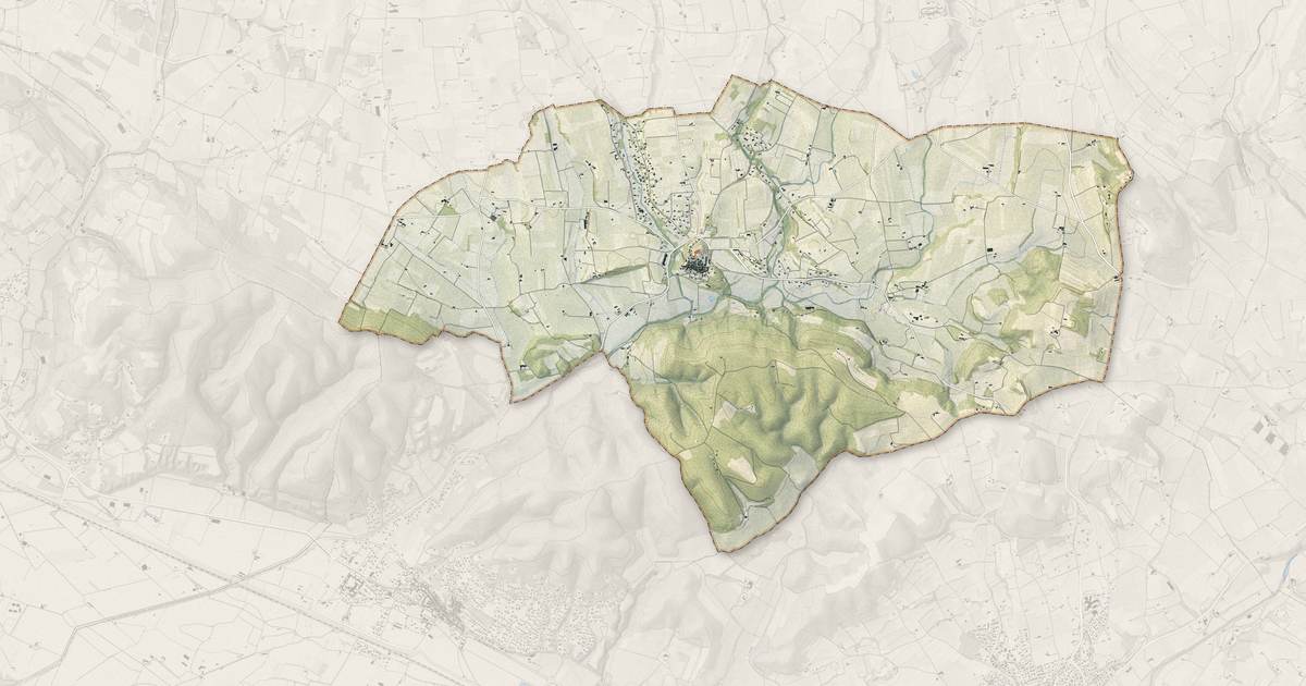 Portrait cartographique de Ansouis : relief, eau, forêts, bâti et voies, calculés à partir des données de l'IGN