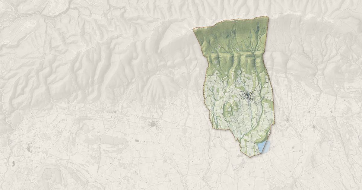 Portrait cartographique de Cabrières-d'Aigues : relief, eau, forêts, bâti et voies, calculés à partir des données de l'IGN