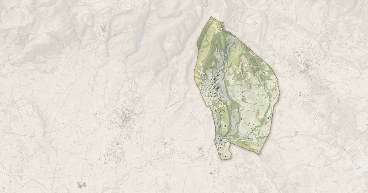 Portrait cartographique de Crillon-le-Brave : relief, eau, forêts, bâti et voies, calculés à partir des données de l'IGN