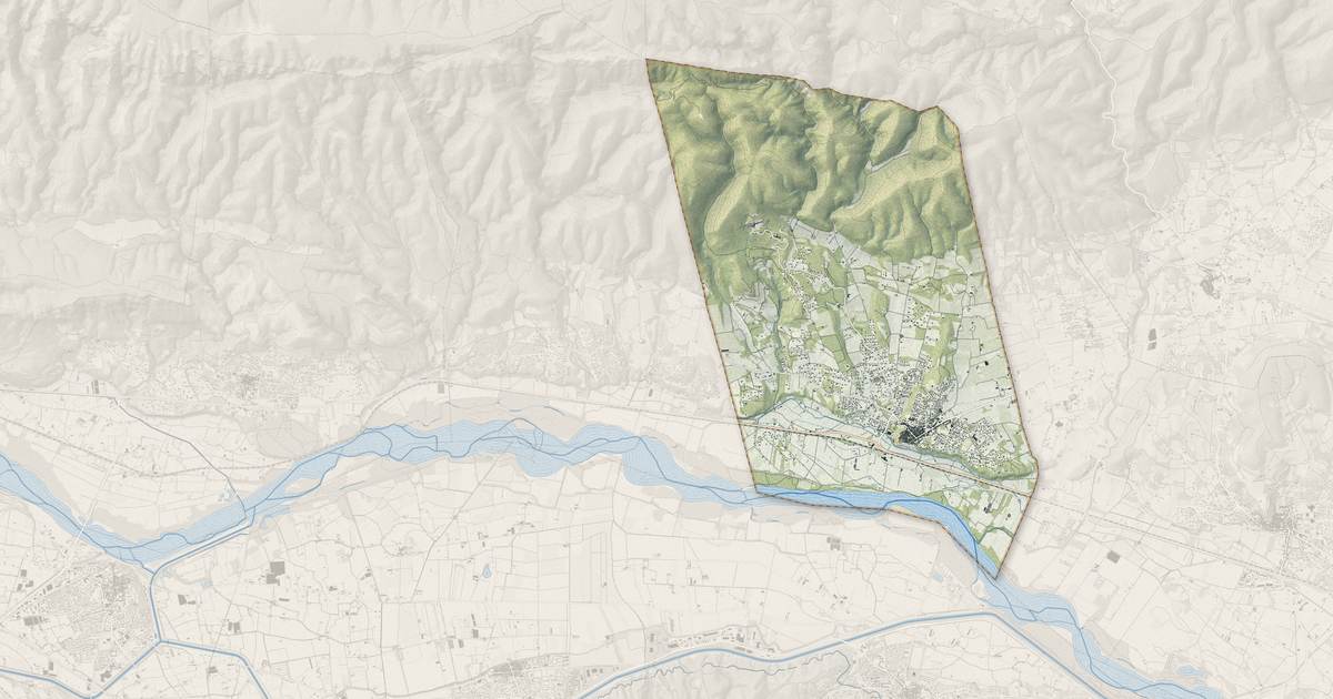 Portrait cartographique de Lauris : relief, eau, forêts, bâti et voies, calculés à partir des données de l'IGN