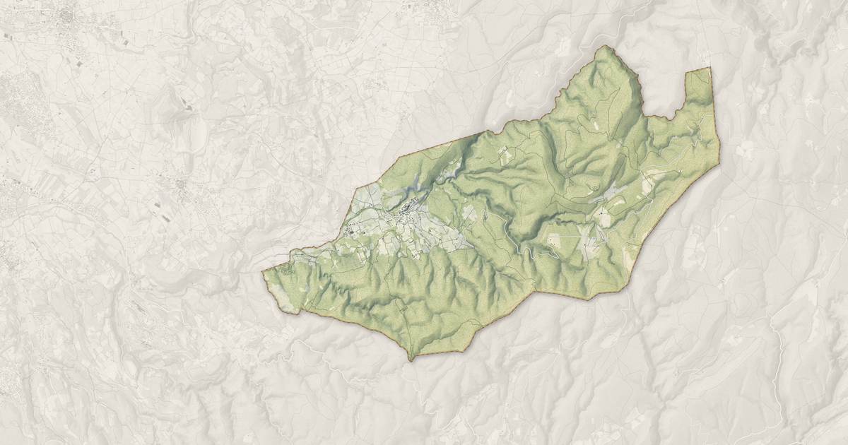 Portrait cartographique de Méthamis : relief, eau, forêts, bâti et voies, calculés à partir des données de l'IGN