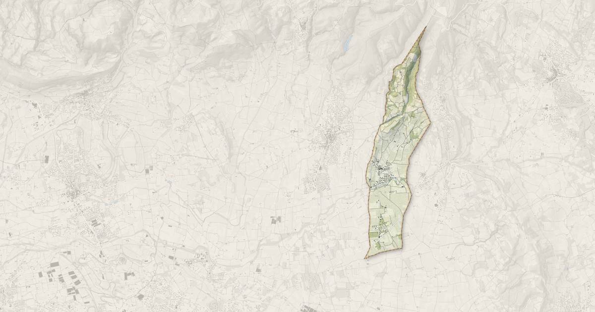 Portrait cartographique de Modène : relief, eau, forêts, bâti et voies, calculés à partir des données de l'IGN
