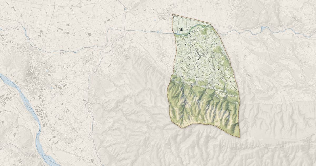 Portrait cartographique de Oppède : relief, eau, forêts, bâti et voies, calculés à partir des données de l'IGN