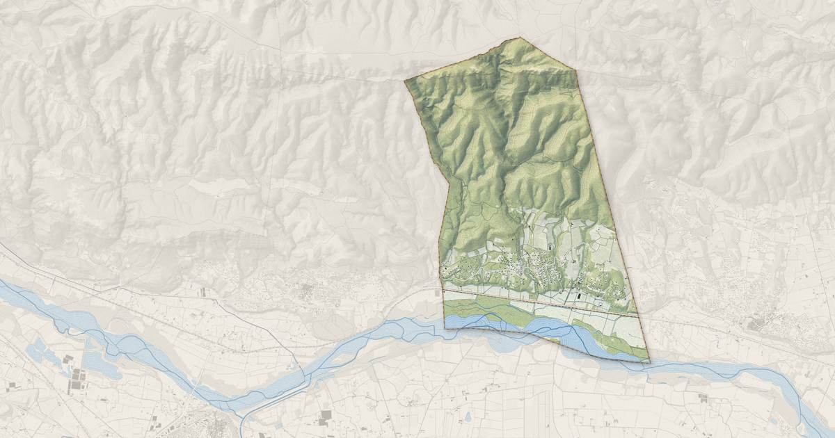 Portrait cartographique de Puget : relief, eau, forêts, bâti et voies, calculés à partir des données de l'IGN