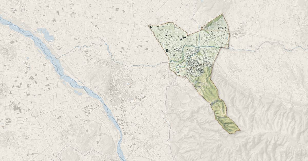 Portrait cartographique de Robion : relief, eau, forêts, bâti et voies, calculés à partir des données de l'IGN